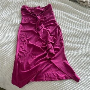 Shein Pink Ruffled Strapless Midi Dress